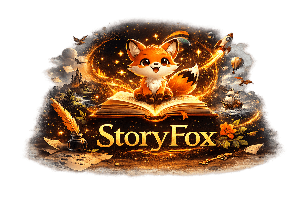 StoryFox — a fox curled up with a storybook